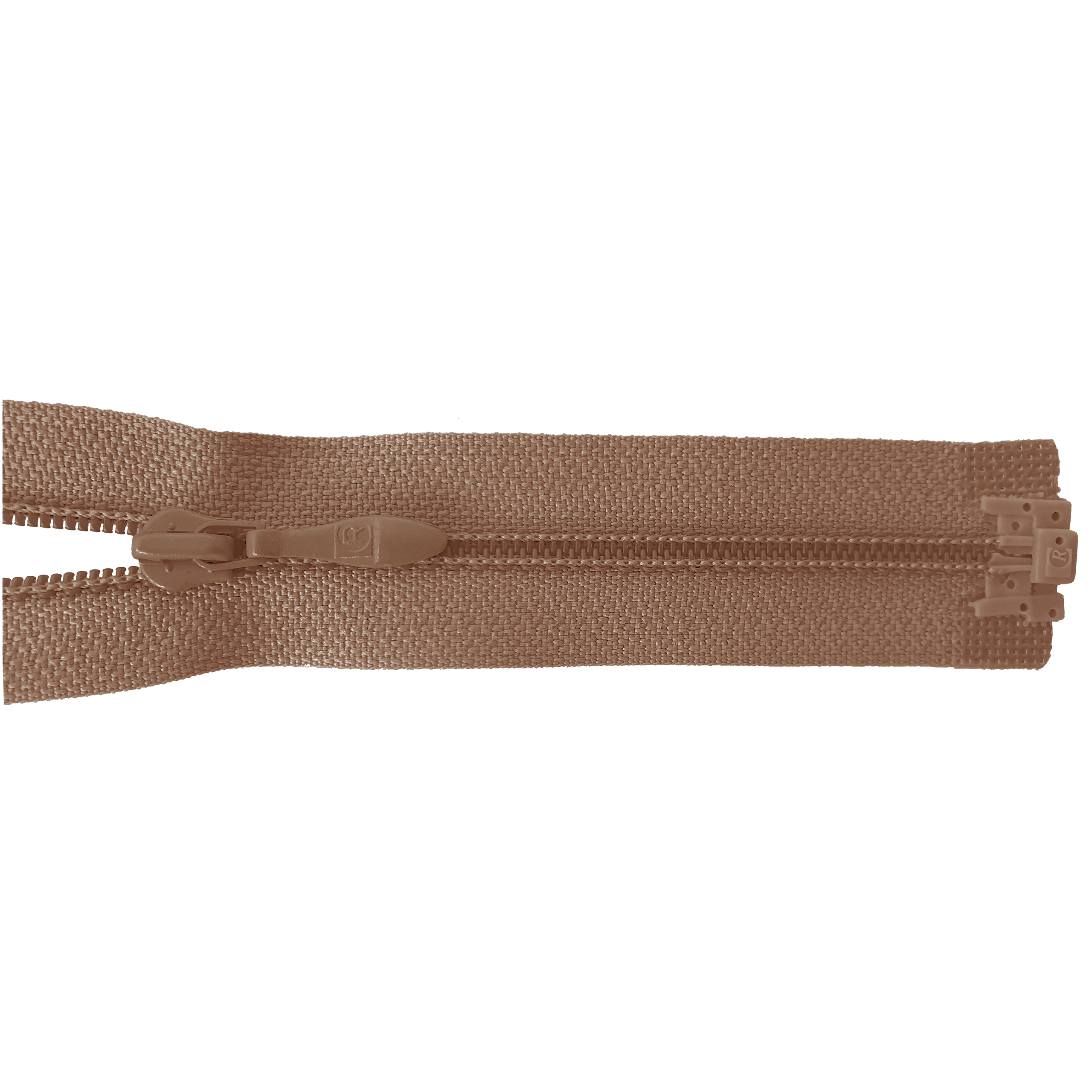 zipper 60cm,divisible, PES spiral, fein, light brown