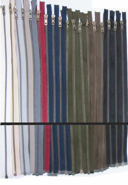 assorted zippers 80cm open end, 25 pc, 10 col, 2-3pc/col