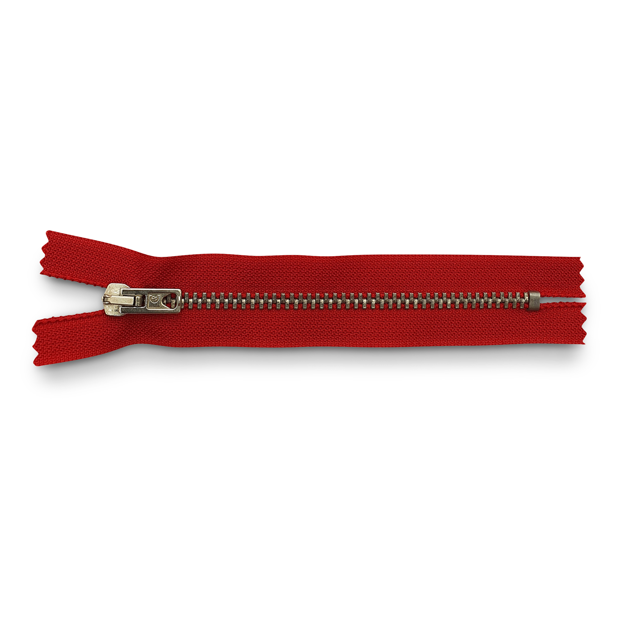 Reißverschluss, nicht teilbar, Metall silberf. schmal, rot, hochwertiger Marken-Reißverschluss von Rubi/Barcelona