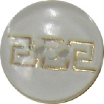 Knopf 15mm Kunststoff goldfarbig  2 Loch weiß 