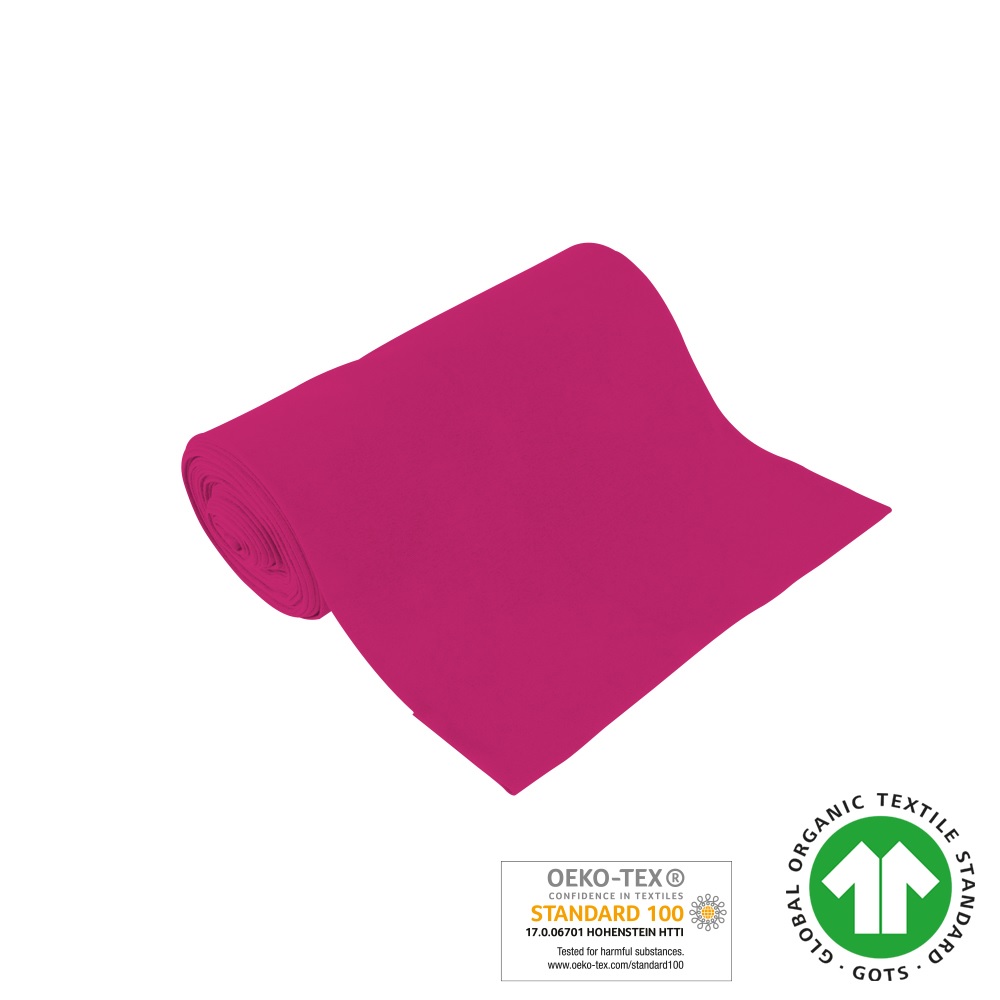 Bio-Baumwoll-Bündchen  fuchsia, 98% Bio-Co, GOTS, 2% EL, 2x35cm, 265g/m², ca. 185g/lfm,  glatt gestrickt