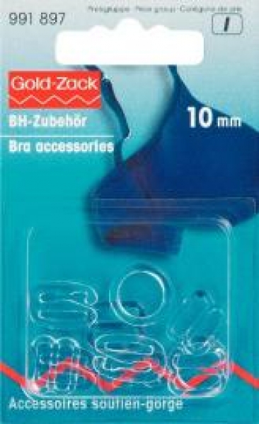 Bra accessories plastic 10 mm transparent assortment, 10 St