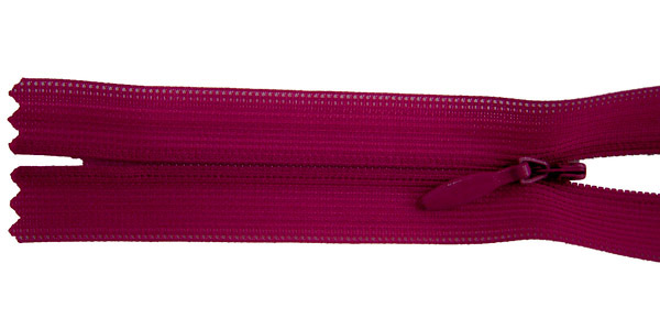 Reißverschluss 22cm, nahtverdeckt, bordeaux-lila, hochwertiger Marken-Reißverschluss von Rubi/Barcelona