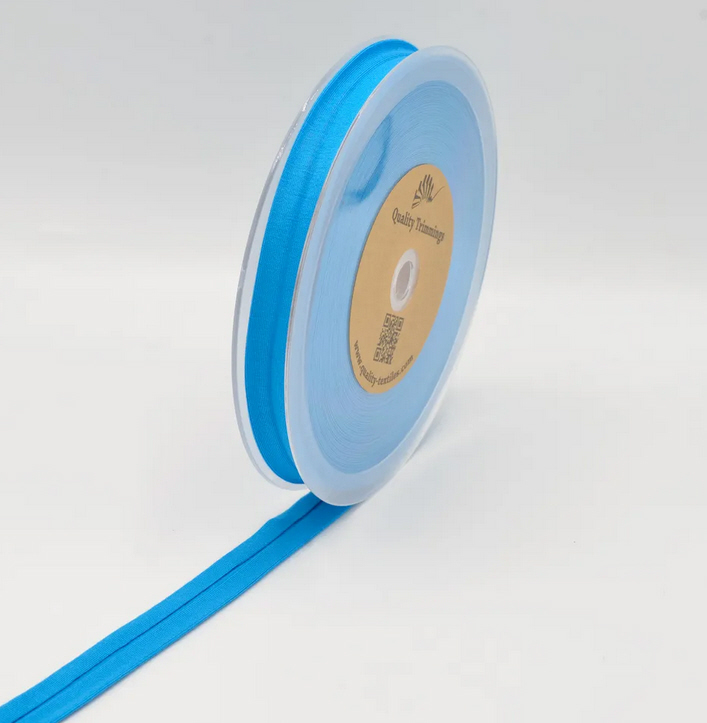 Elastic-Einfassband Jersey türkis 40/20mm Vi/SP, gefalzt, beidseitig je 1cm eingeschlagen