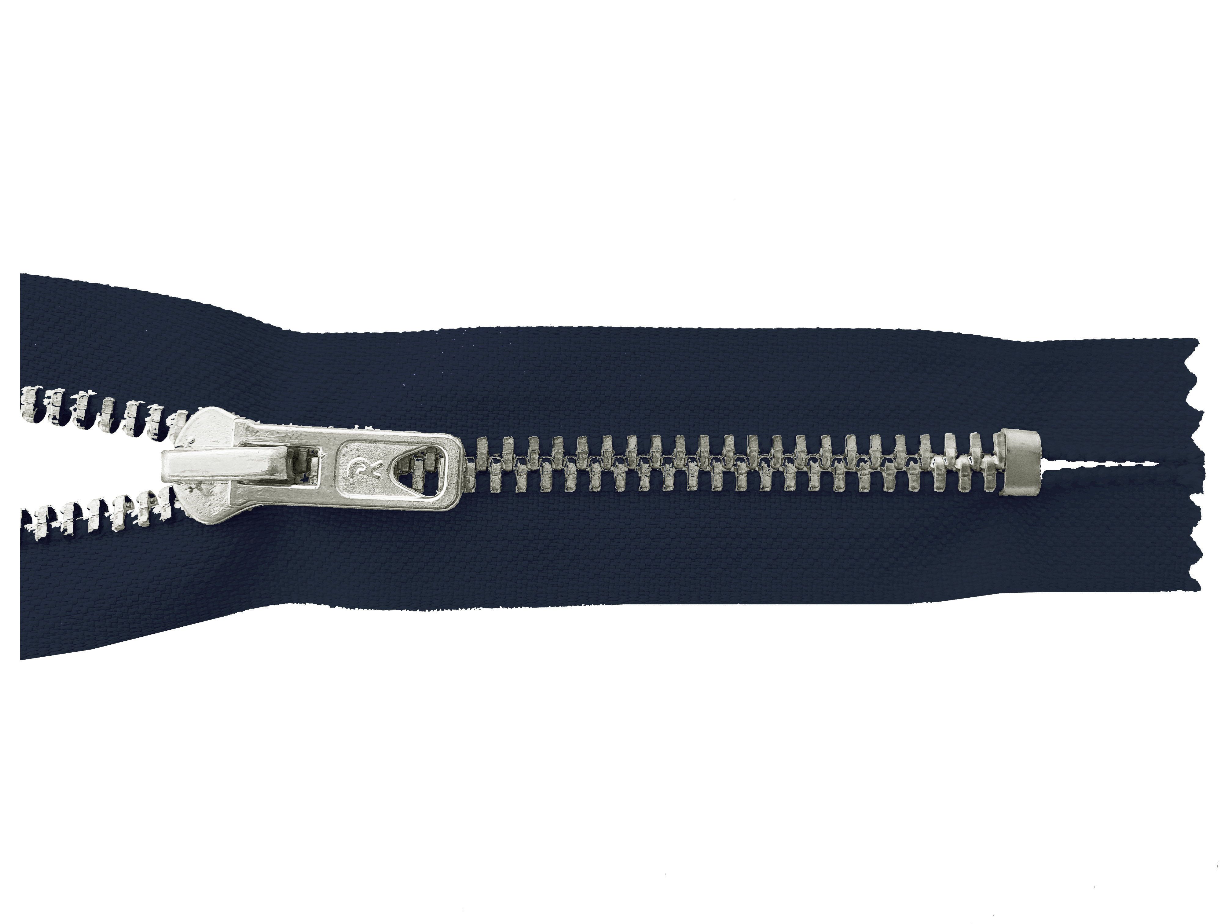 Reißverschluss, nicht teilbar, Metall silberf. breit, dunkelblau, hochwertiger Marken-Reißverschluss von Rubi/Barcelona