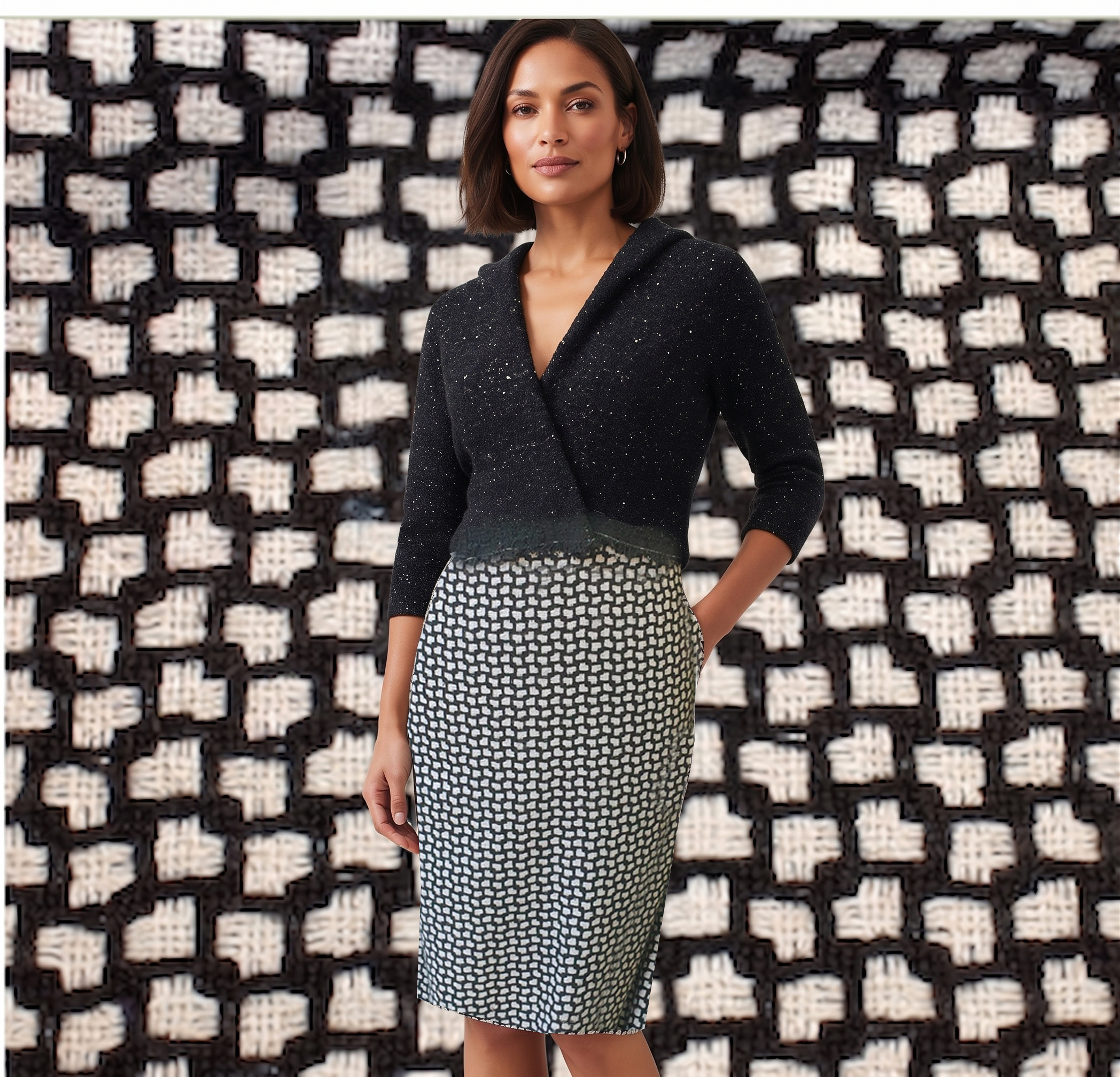 Tweed, 41%PES,35%PC,14%WO, 5%BW, 5%Vi, 140cm