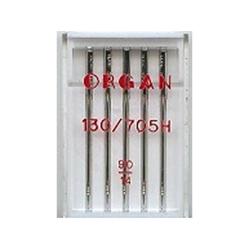 Nähmaschinennadeln No 90, 130-705H  (Flachkolben, für Haushalt), 5 Stk, Organ
