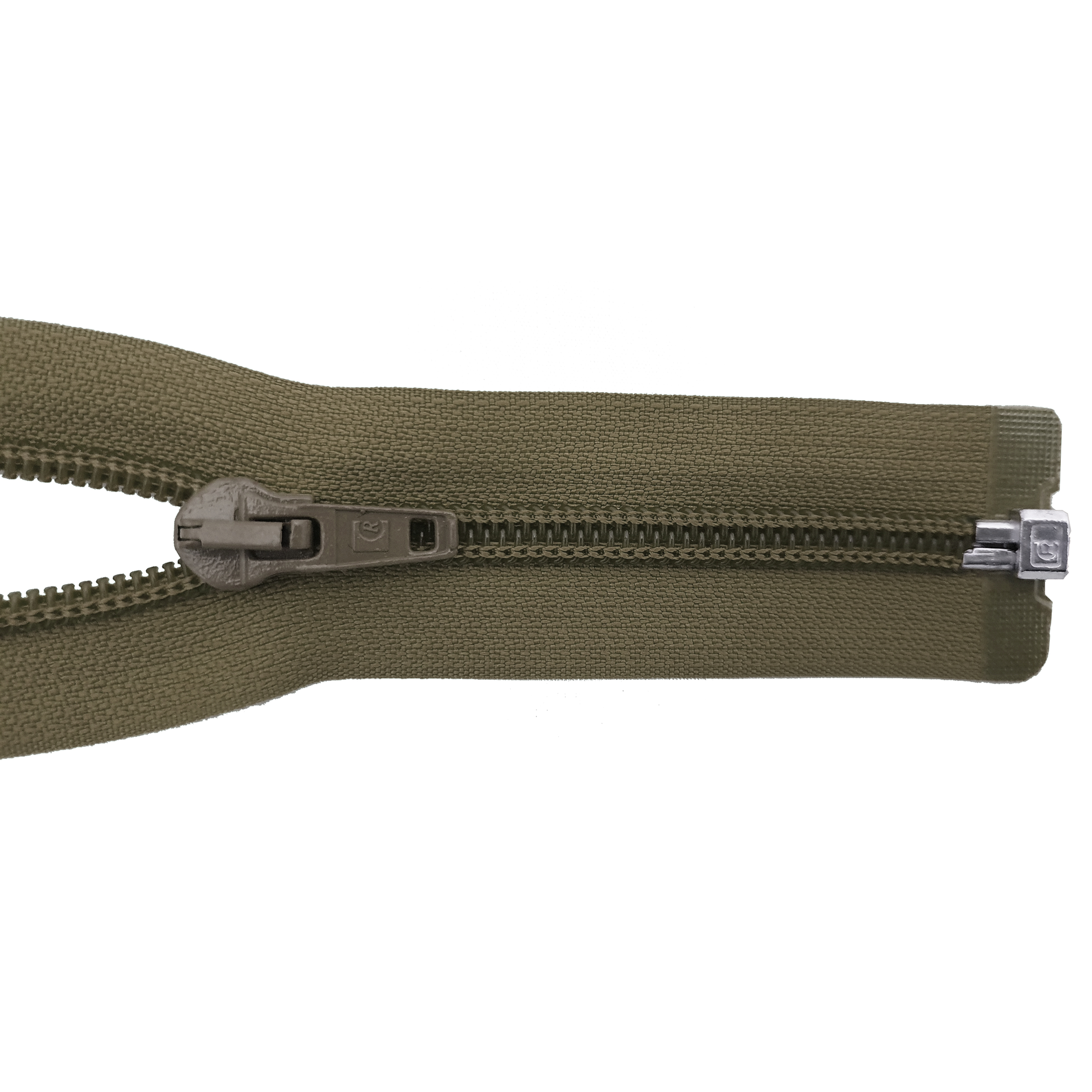 zipper 80cm,divisible, PES spiral, wide, grey olive