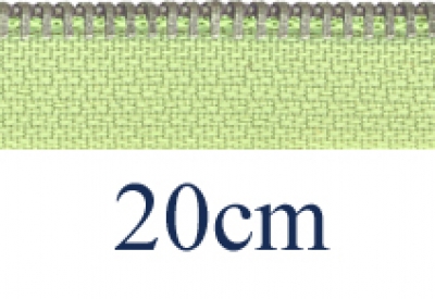 zipper 20cm,not divisible, metal, silver, slim, linden