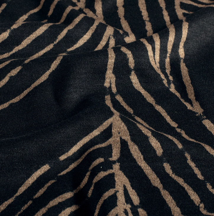 Romanit Viskose-Jersey, dunkelgrau/beige, Blätter, Poly-Viskose, Vi/PES 155 cm breit