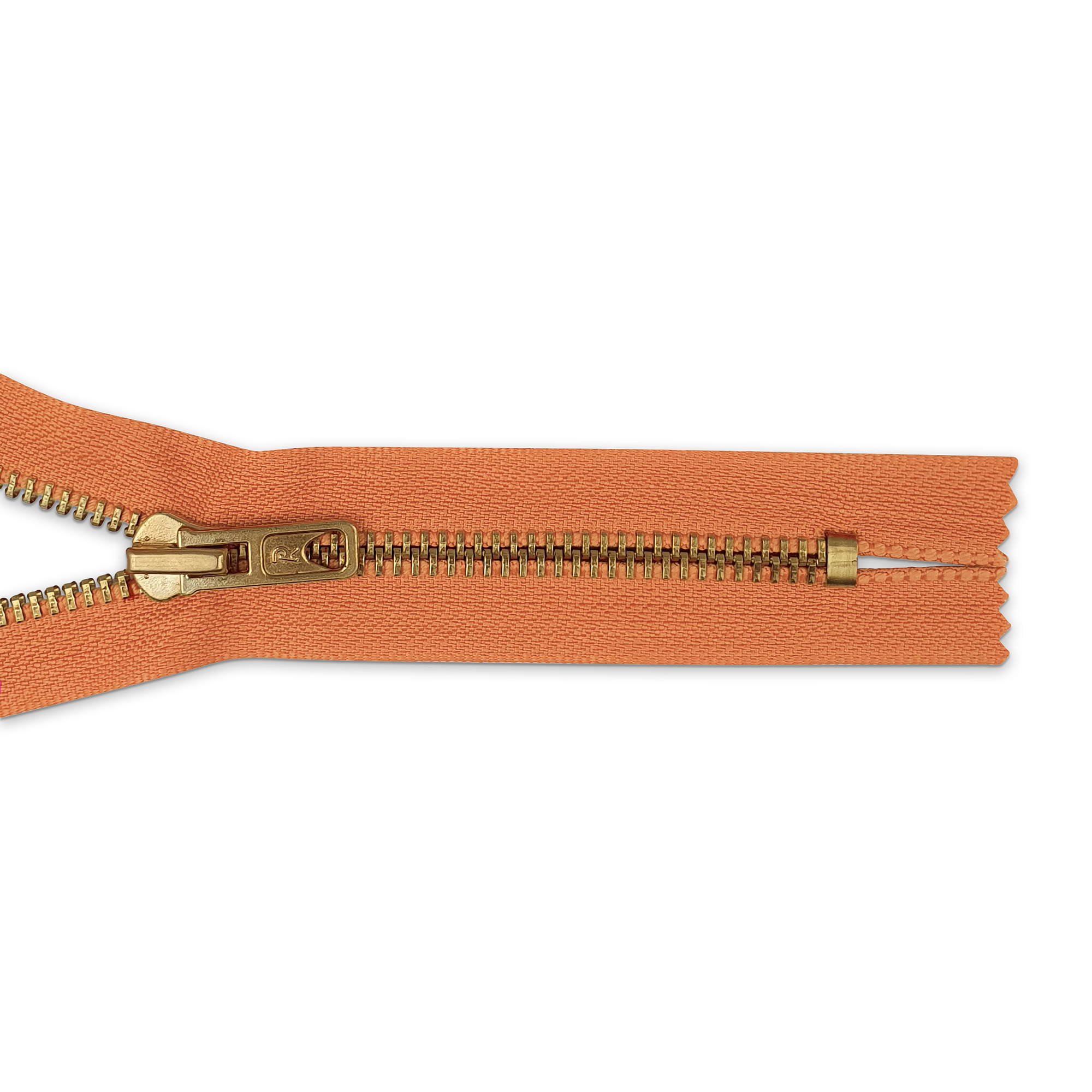 Reißverschluss  nicht teilbar, Metall goldf. breit, bräunlich-orange, hochwertiger Marken-Reißverschluss von Rubi/Barcelona