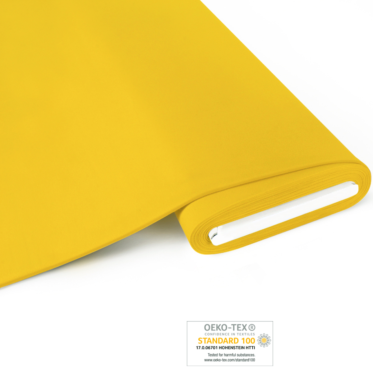 Bio-Baumwoll-Jersey kanariengelb aus kontrolliert biologischem Anbau 93% Bio-Co, 7% El, 150cm, 220 g/m² 330g/lfm