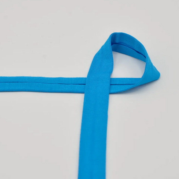 Elastic-Einfassband Jersey türkis 40/20mm Vi/SP, gefalzt, beidseitig je 1cm eingeschlagen