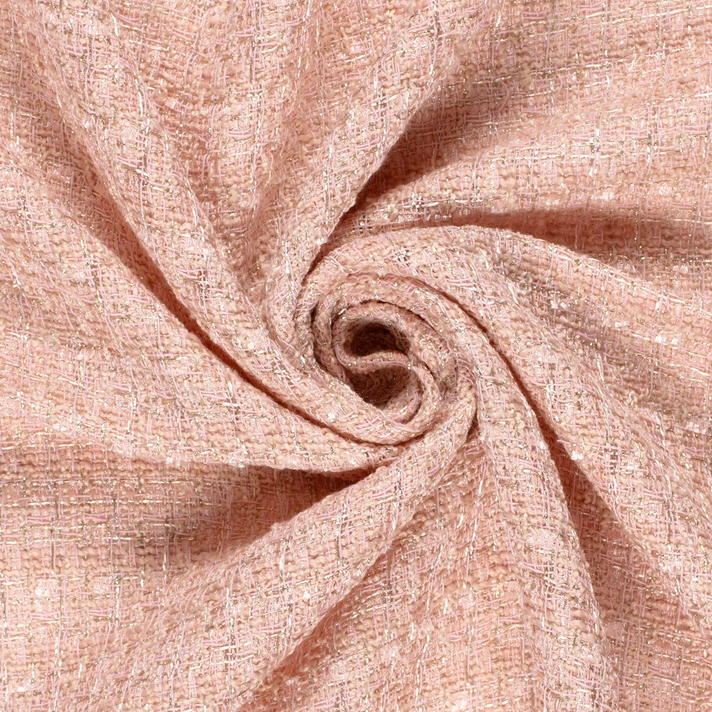 Tweed / Bouclé mit Lurex, lachsfarben, 100% PES, ca. 150cm breit, 395 g/m², Öko-Tex-zertifiziert 
