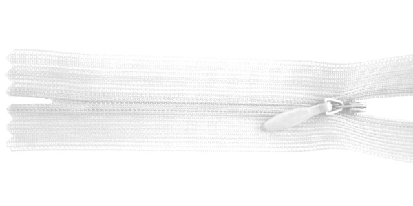 zipper 22cm,   not divisible, invisible, , pure white