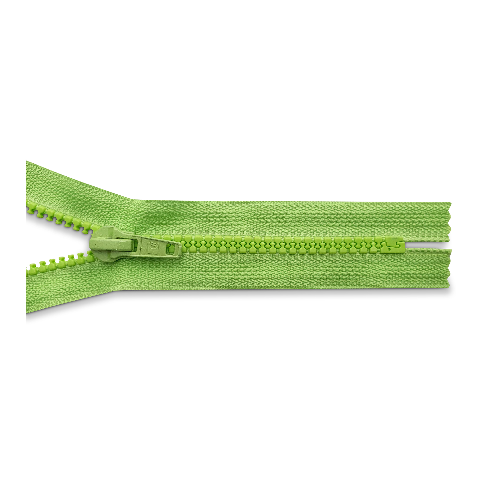 zipper 16cm,   not divisible, molded plastic, wide, apple green
