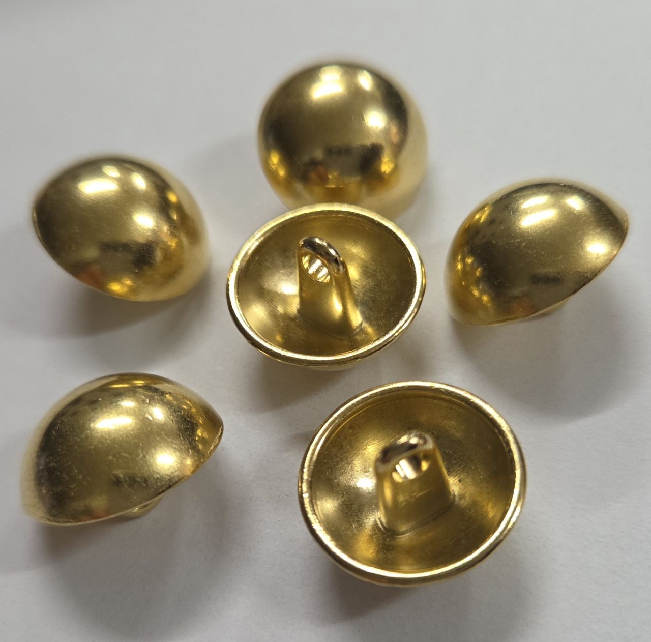 Knopf 15mm Metall Öse  Kugel goldfarbig PrGr 5 