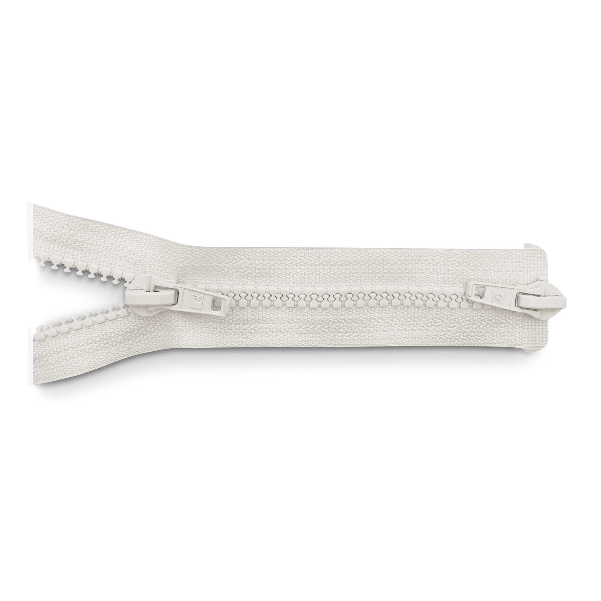 Reißverschluss 100cm, 2-Wege, K.stoff Zähne breit, ecru, hochwertiger Marken-Reißverschluss von Rubi/Barcelona