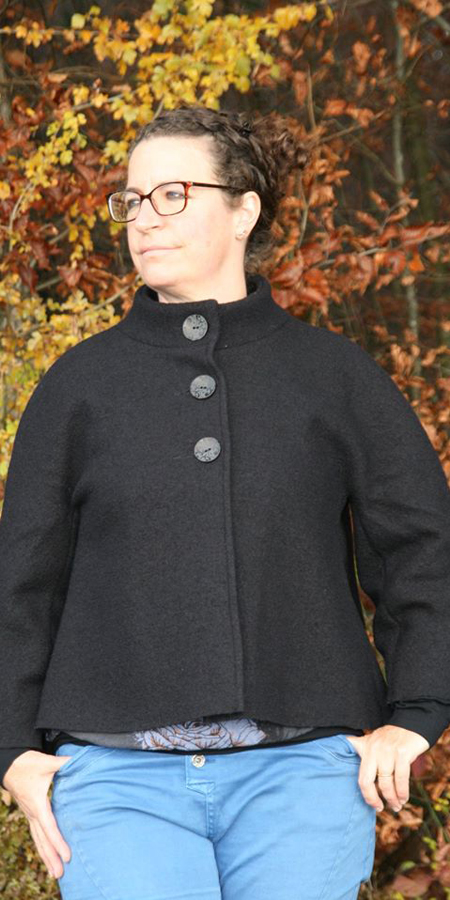 Walkloden, schwarz, 100% Wolle, 142-144cm, Lan Cotta