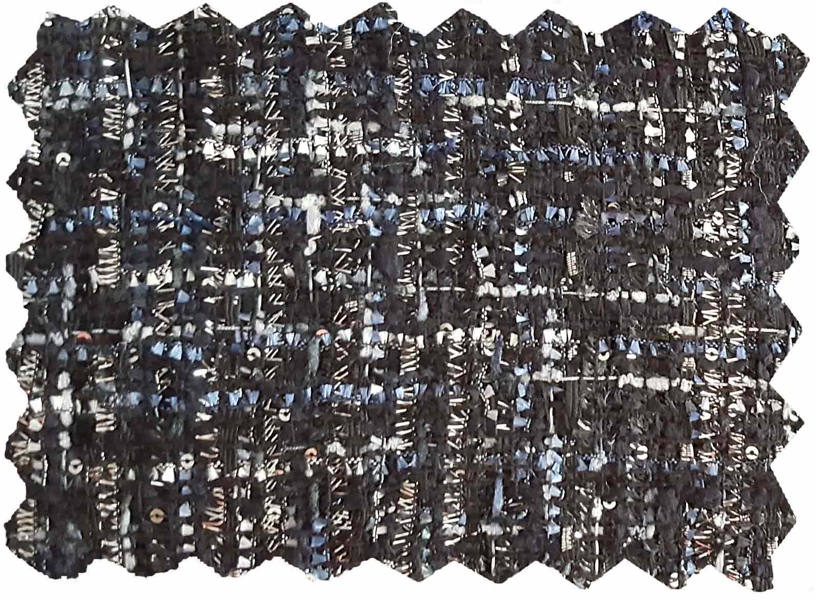 Tweed / Bouclé, mit Pailetten, schwarz, blau ecru,  55%PES,25%PC,20%M.E.150cm, 350g/qm