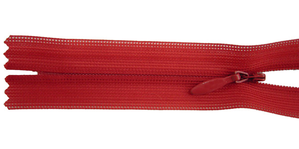 Reißverschluss 22cm, nahtverdeckt, rot, hochwertiger Marken-Reißverschluss von Rubi/Barcelona
