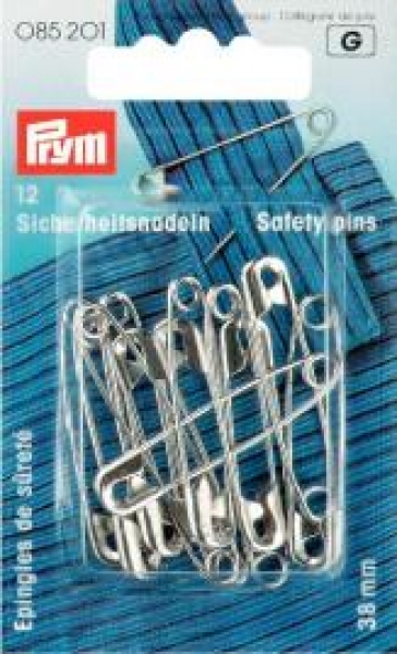 Safety Pins with coil No. 2 silver col 38 mm, 12 St