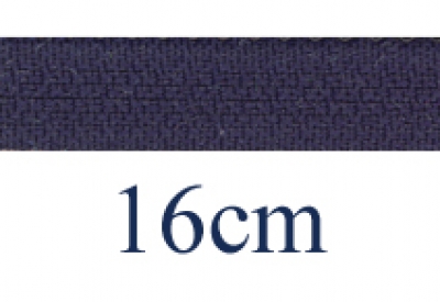 zipper 16cm,   not divisible, molded plastic, wide, navy