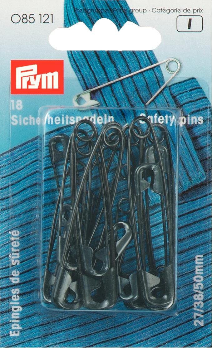 Safety Pins with coil No. 0-3 black 27/38/50 mm, 18 St