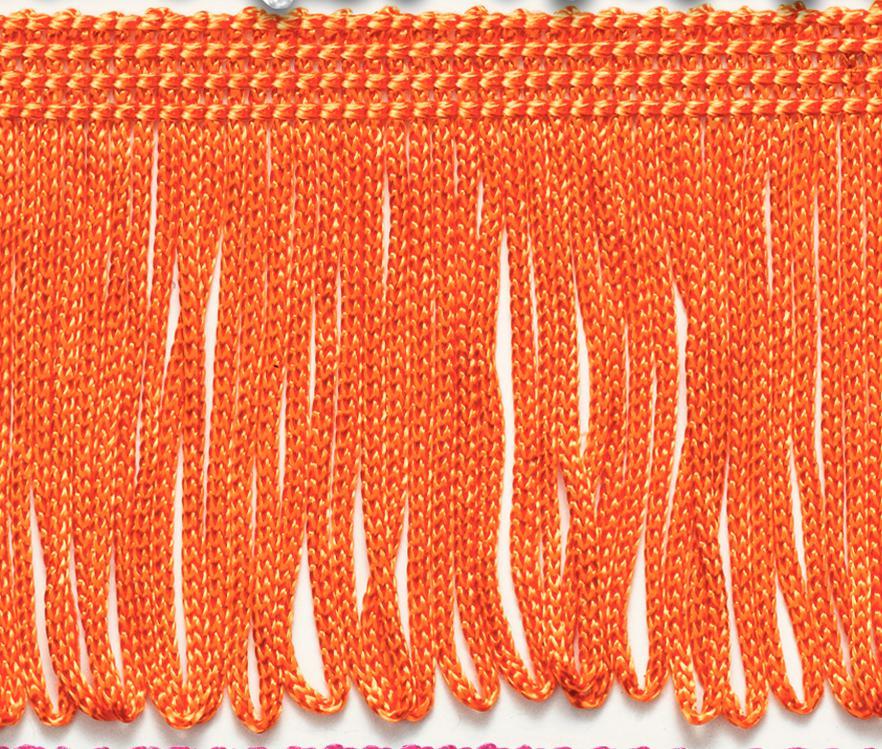 Fringed trimming 60 mm orange, 25 m