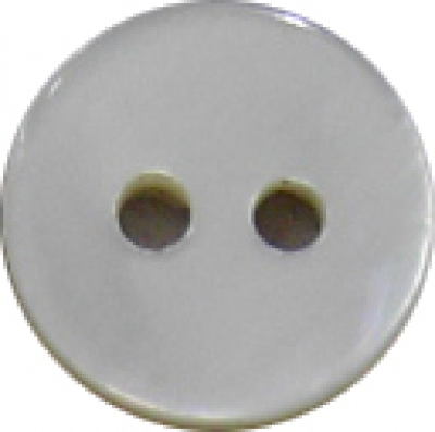 Knopf 10mm / 16" echt Perlmutt 2 Loch  weiß glänzend