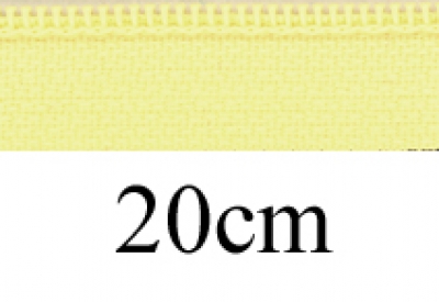 Reißverschluss 20cm, nicht teilbar, PES-Spirale fein, hellgelb, hochwertiger Marken-Reißverschluss von Rubi/Barcelona