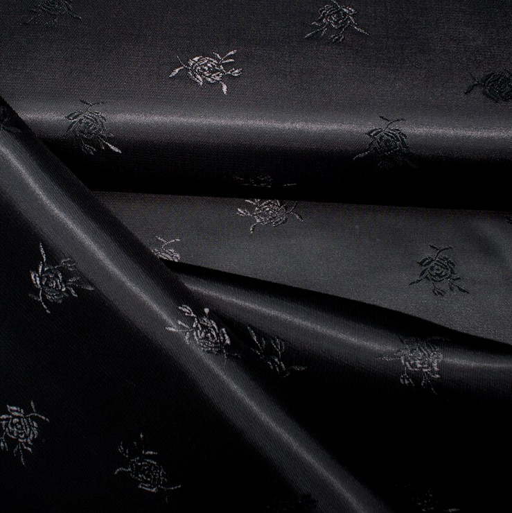 Futter Jaquard mit Rosen VI / PE schwarz