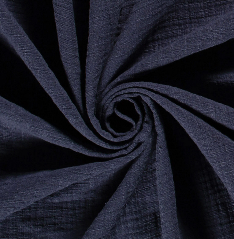 Musseline "Linen Baby Cotton" jeans-blaugrau 100% Co, 145-130cm breit, 170 g/m², weiches, doppellagiges Bw-Musselin-Gewebe mit Leinen-Struktur, ÖkoTex