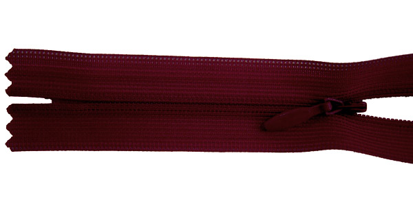 Reißverschluss 22cm, nahtverdeckt, marsala/dunkel-lila-braun, hochwertiger Marken-Reißverschluss von Rubi/Barcelona