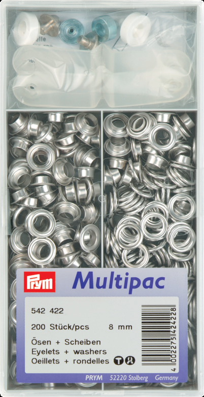 Ösen und Scheiben silberfarbig, Großaufmachung