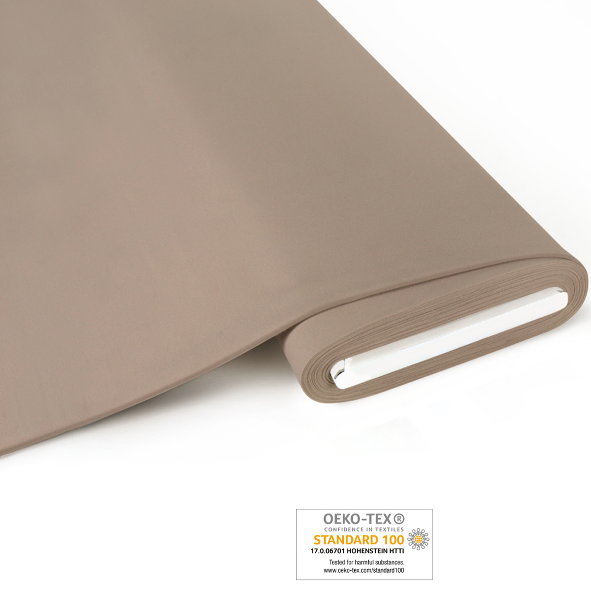 Bio-Baumwoll-Jersey taupe aus kontrolliert biologischem Anbau 93% Bio-Co, 7% El, 150cm, 220 g/m² 330g/lfm