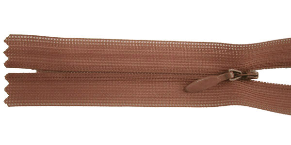 zipper 22cm,   not divisible, invisible, , medium brown