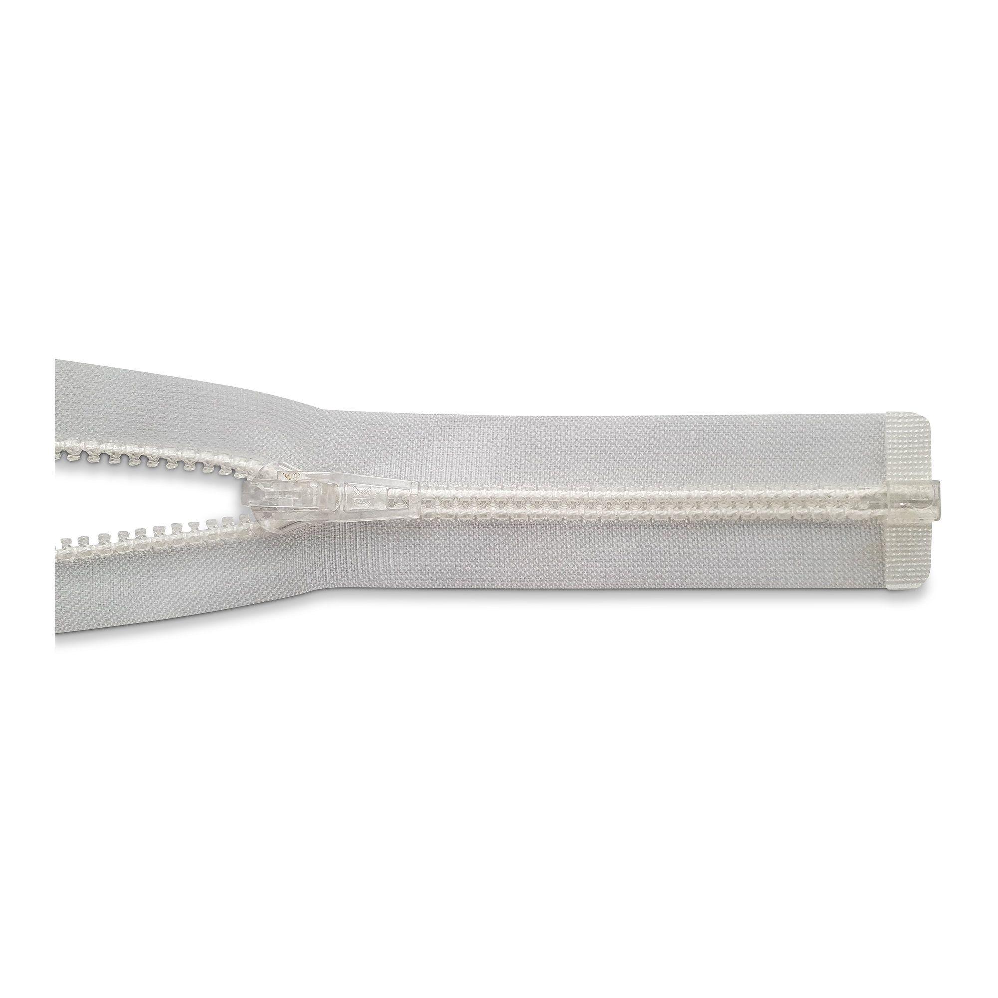Reißverschluss 100cm, 2-Wege, K.stoff Zähne breit, transparent, hochwertiger Marken-Reißverschluss von Rubi/Barcelona