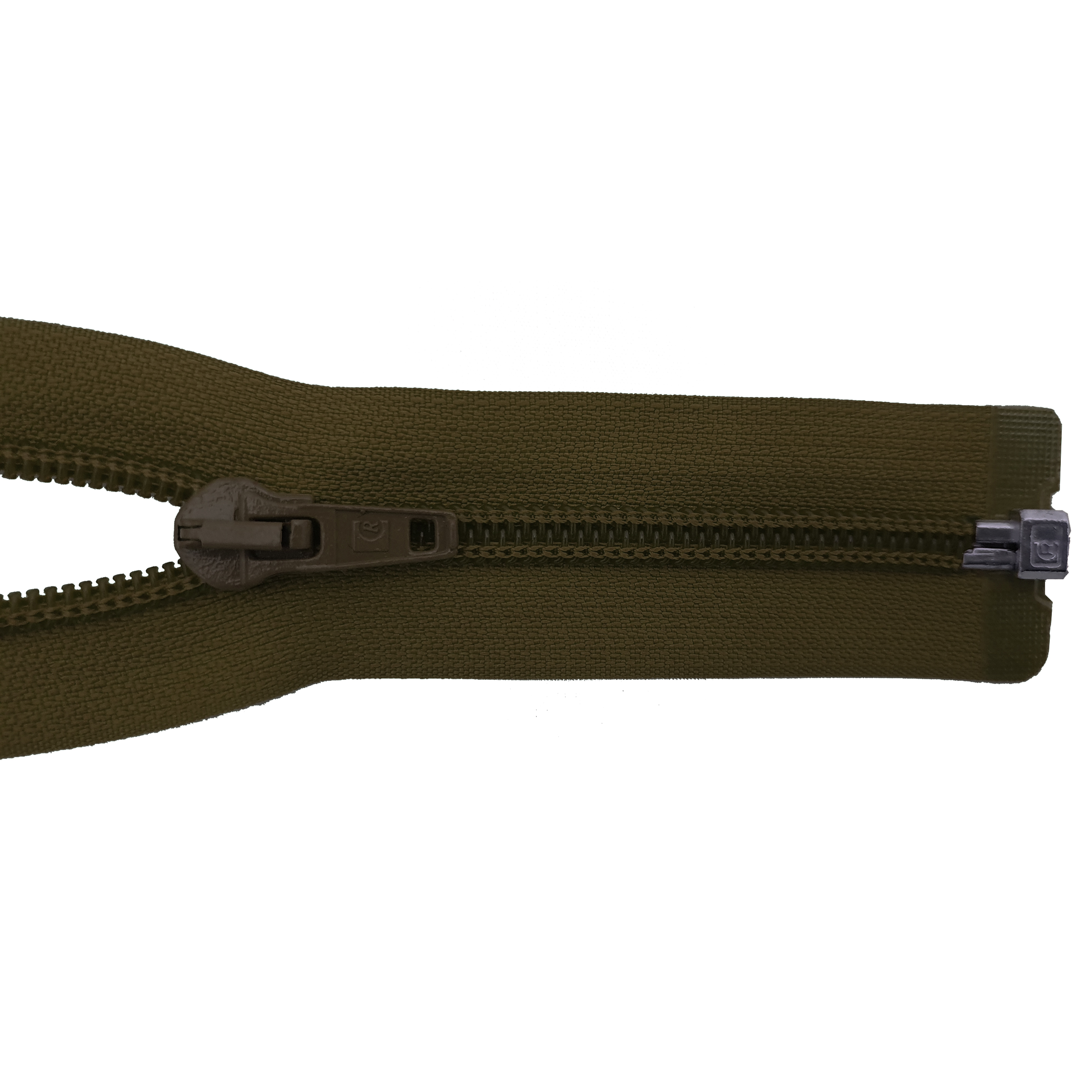Reißverschluss 80cm, teilbar, Spirale breit, army-oliv, hochwertiger Marken-Reißverschluss von Rubi/Barcelona