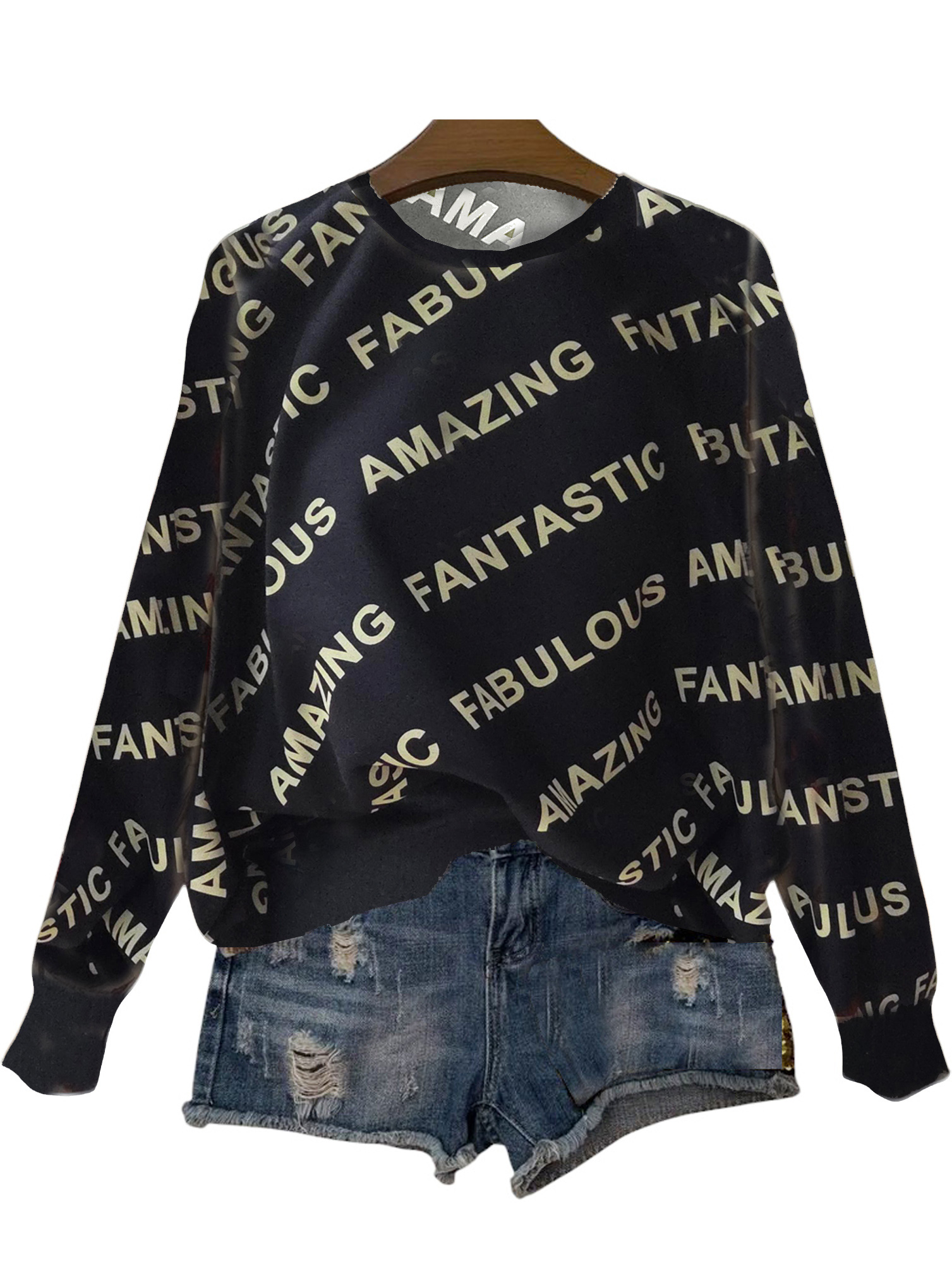 Sweatstoff gerauht,schwarz/ecru "Fabulous", 82% Bio-Baumwolle, 18% recyc.PES