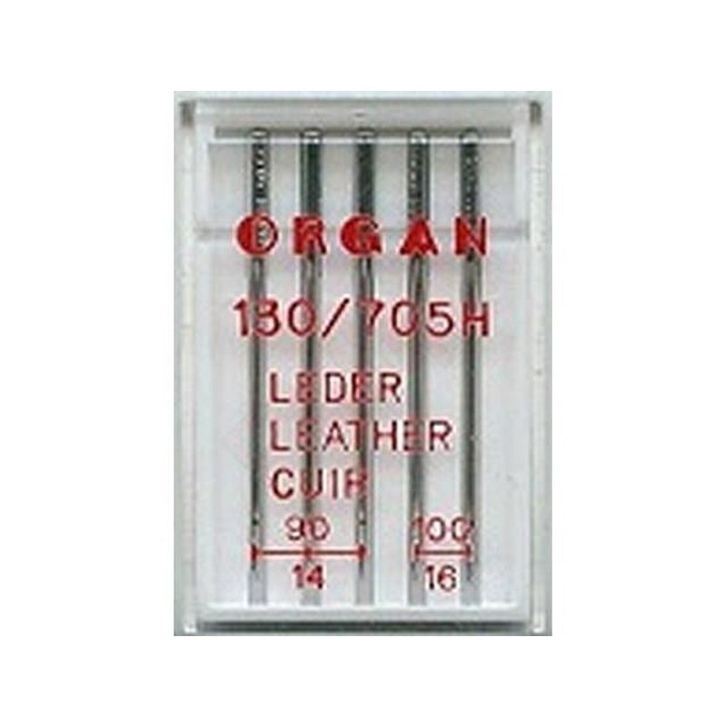 Nähmaschinennadeln Leder No 90-100, 130-705H  (Flachkolben, für Haushalt) , 5 Stk, Organ