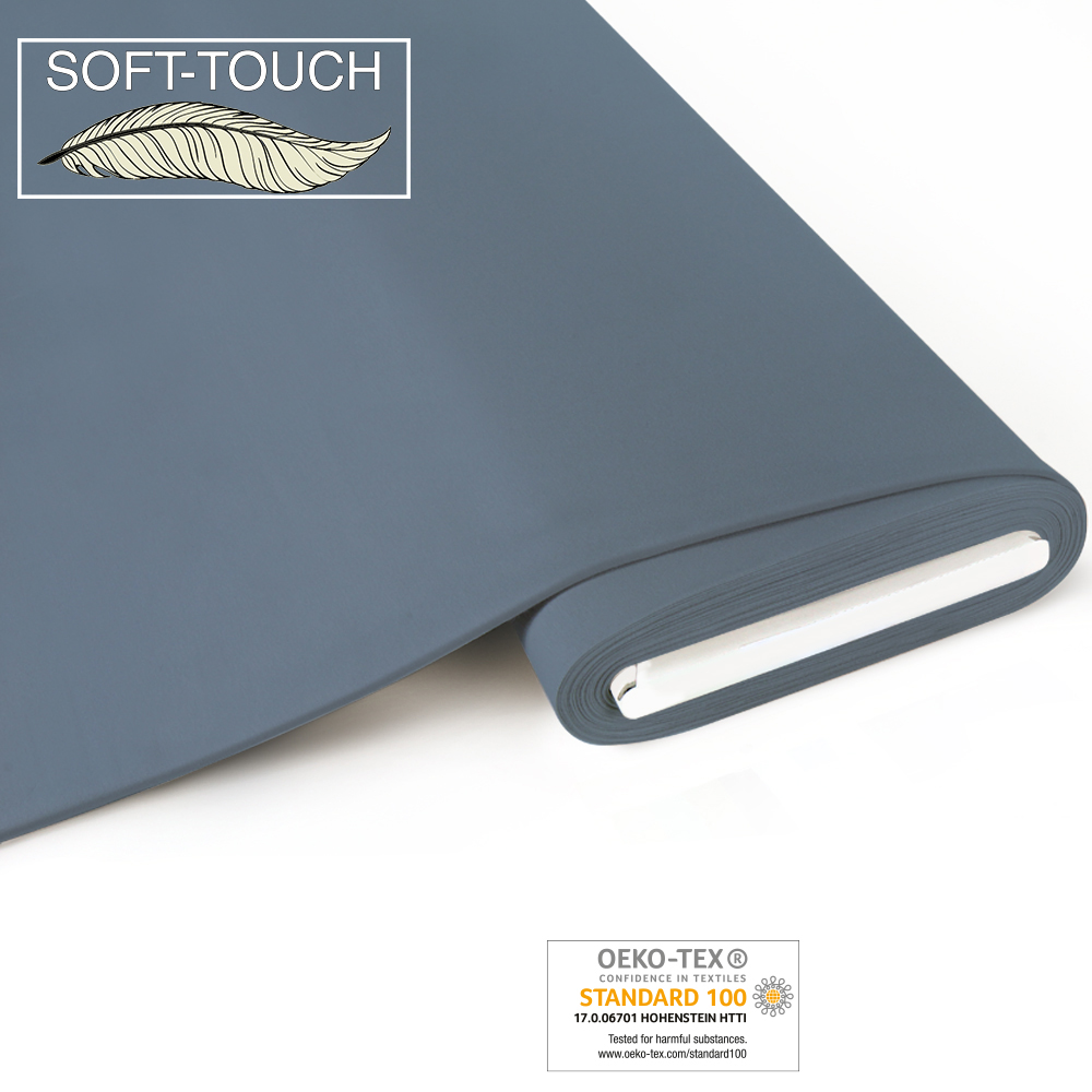 Bio-Jersey 100% Bio-CO soft-touch jeans-graublau, aus kontrolliert biologischem Anbau 100% Bio-CO, ca. 240g/lfm