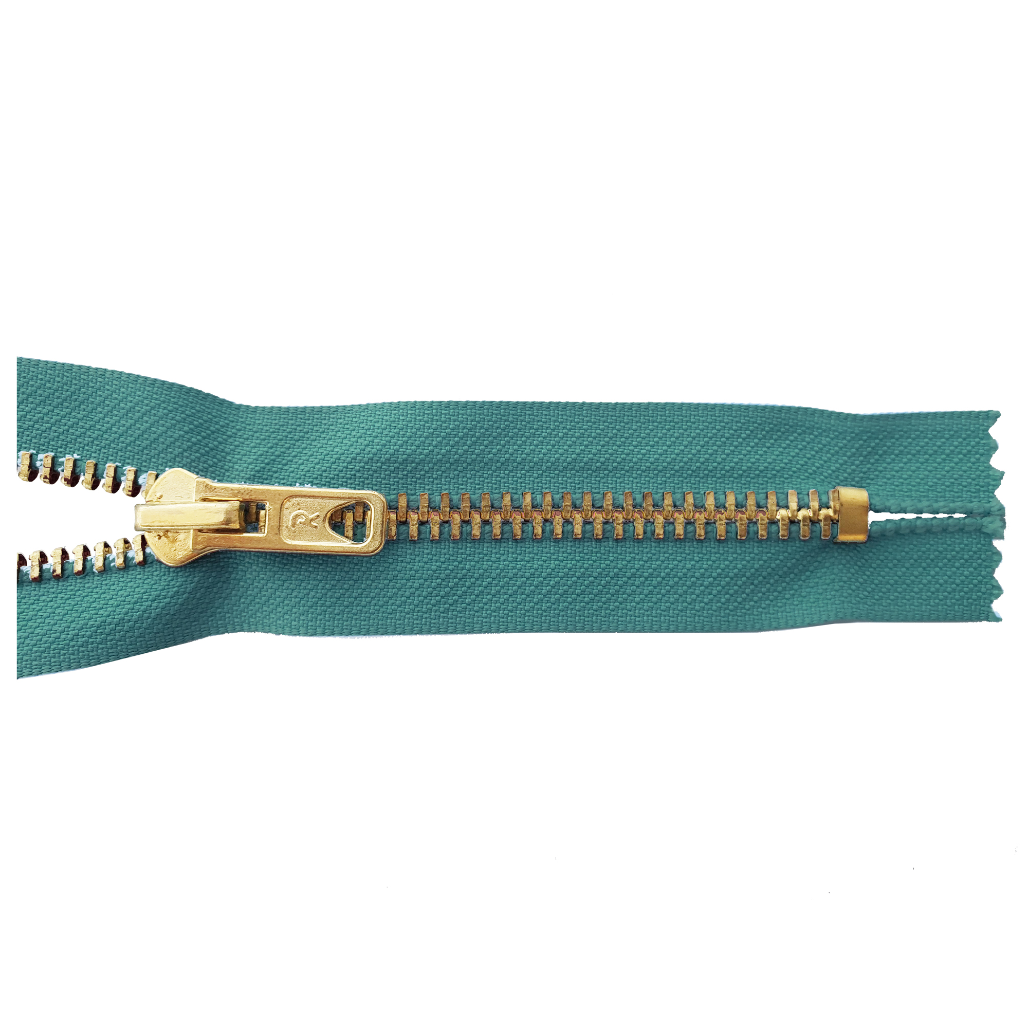 zipper 18cm,not divisible, metal, brass, wide, opal green
