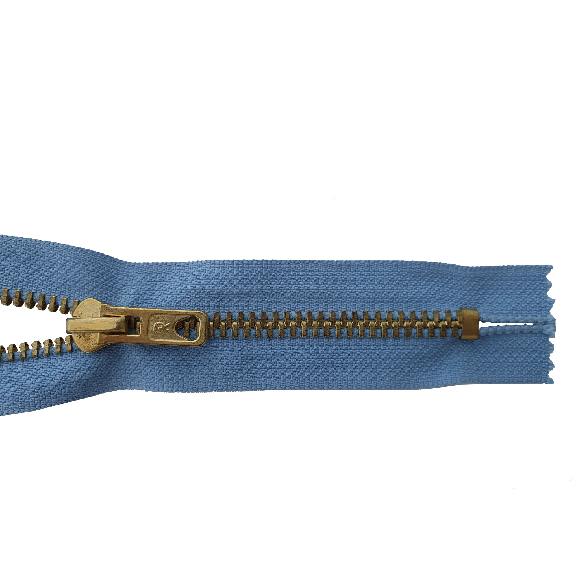 Reißverschluss 18cm, nicht teilbar, Metall goldf. breit, graublau, hochwertiger Marken-Reißverschluss von Rubi/Barcelona