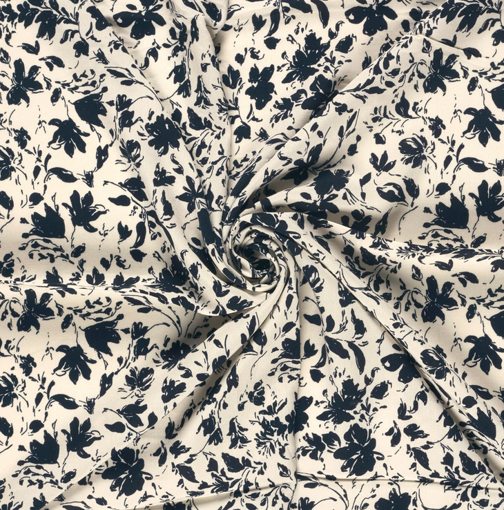 Viskose-Gewebe fließend, kornblumenblau-weiß Porzellanmuster, 100% Bambus-Vi, 145cm breit, 130 g/m² ökoTex zertifiziert