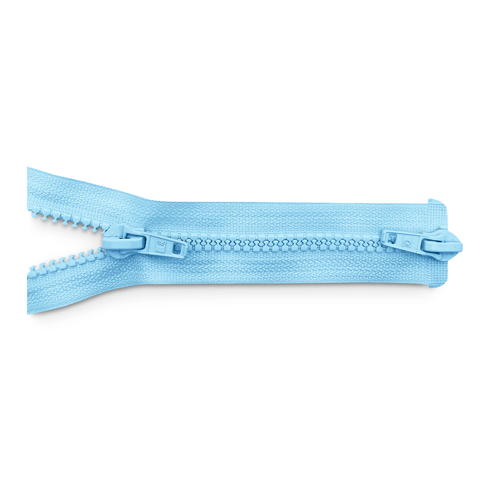 Reißverschluss 100cm, 2-Wege, K.stoff Zähne breit, gardeniablau (blassblau), hochwertiger Marken-Reißverschluss von Rubi/Barcelona