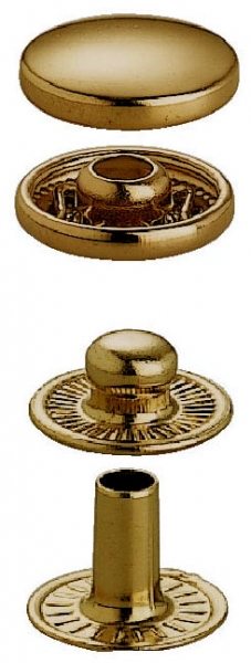 Non-sew fasteners ANORAK brass gold col 15 mm, 10 St