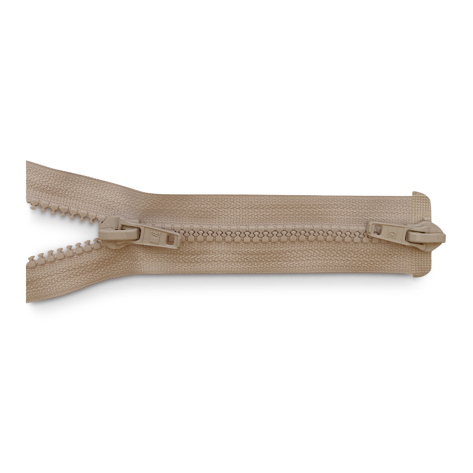 Reißverschluss 100cm, 2-Wege, K.stoff Zähne breit, sand, hochwertiger Marken-Reißverschluss von Rubi/Barcelona