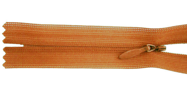 zipper 22cm,   not divisible, invisible, , brownish orange