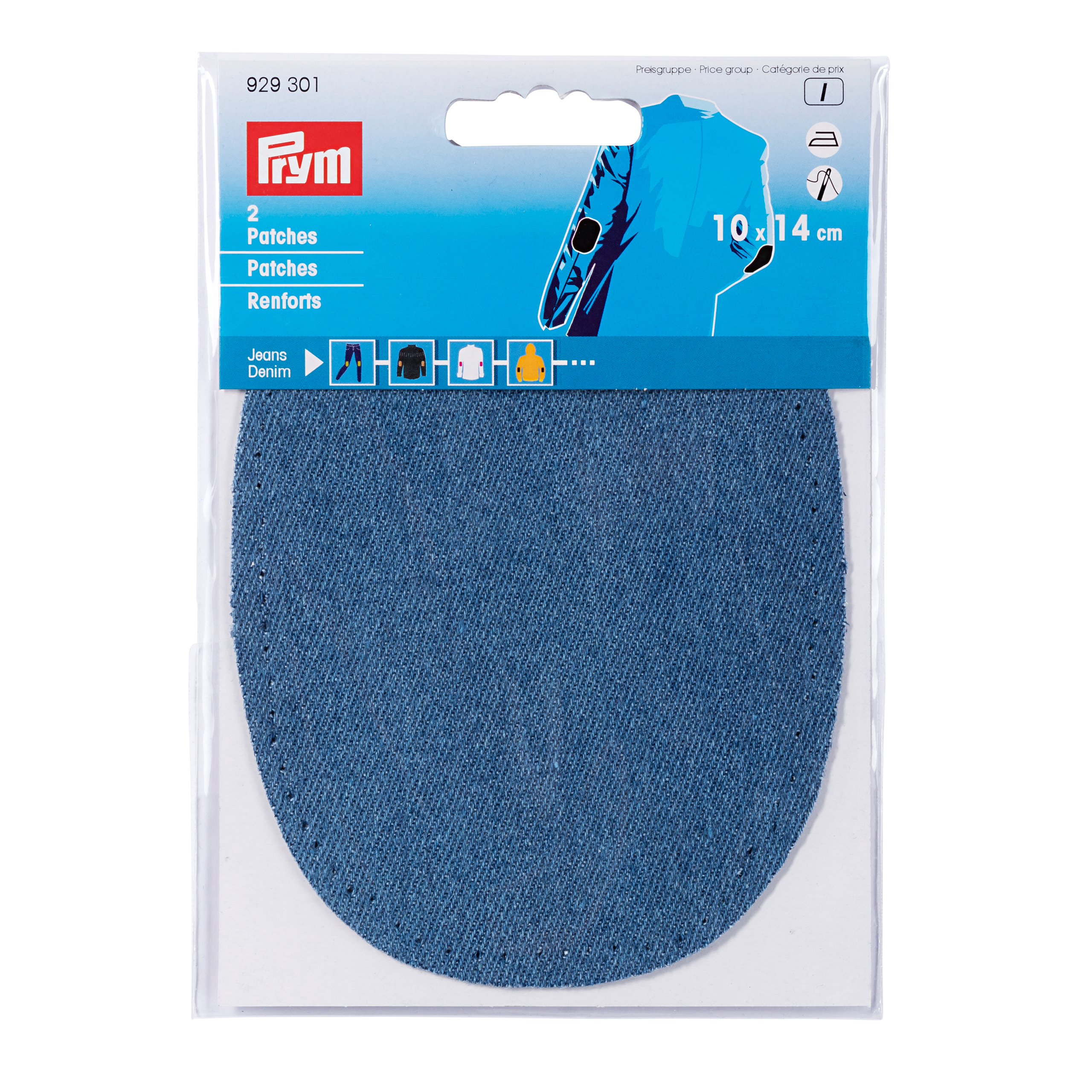 Patches denim for ironing/sewing on 10 x 14 cm medium blue, 2 St
